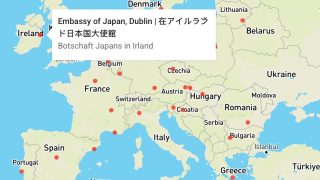 HDmaps Karte mit Japanischen Botschaften in Europa
